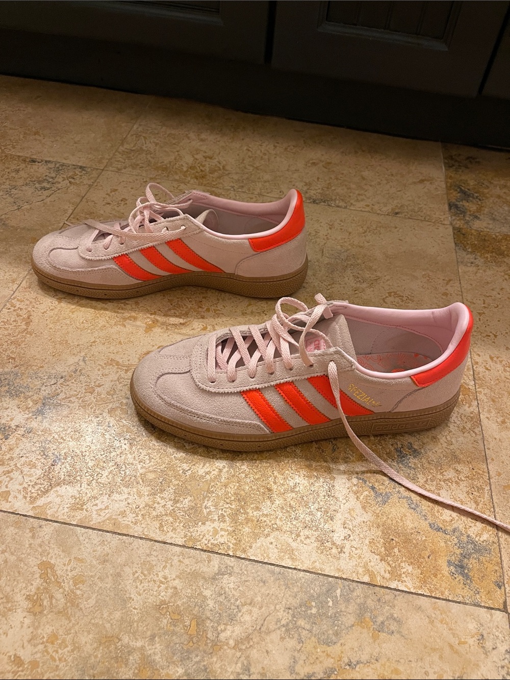 Pink Suede Low-Top adidas samba spezial Sneakers with Coral Orange Stripes sz 9 - Picture 3 of 6